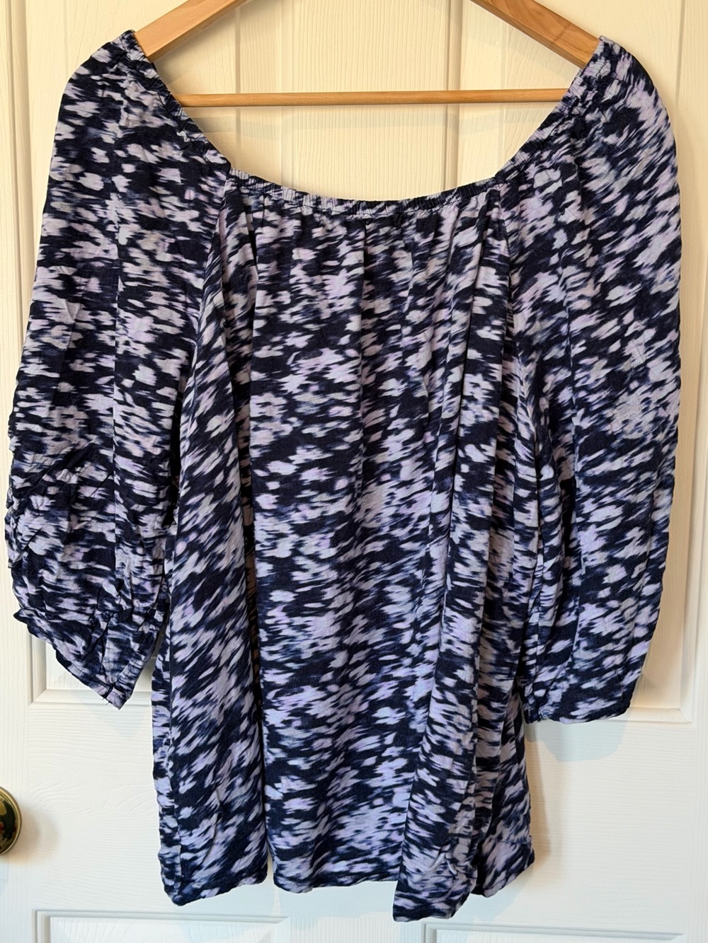 Terra & Sky Navy and Light Lavender Off-Shoulder Blouse